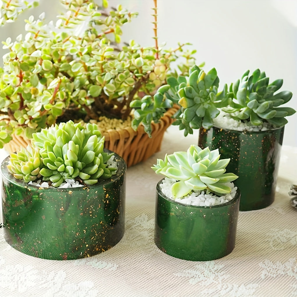 3pcs Silicone Flower Pot Molds Tea Lamp Candlestick Concrete Resin Molds