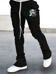 Skull In Love Print Flared Trousers Men s Casual Stretch Joggers