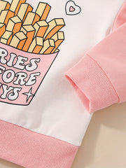 Cartoon Fries Long Sleeve Sweatshirt for Girls