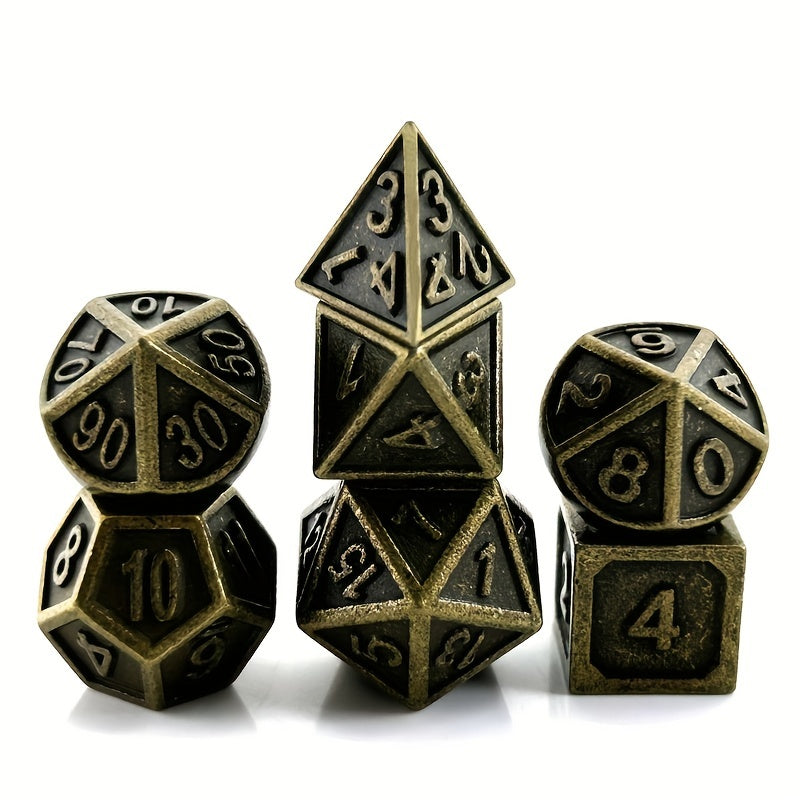 7pcs Metal Dice Polyhedron Set For Fun And Leisure