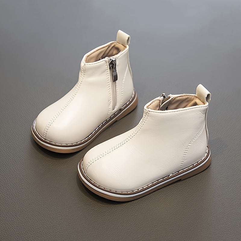 Cozy Fleece Baby Girls Boots with Zipper for Indoor Outdoor Travel