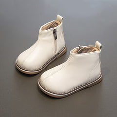 Cozy Fleece Baby Girls Boots with Zipper for Indoor Outdoor Travel