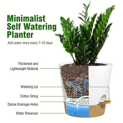 Self-Watering Plastic Flower Pots - Set of 1