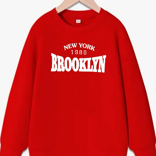 Girls Crew Neck Brooklyn Long Sleeve Sweatshirt Top Pullovers