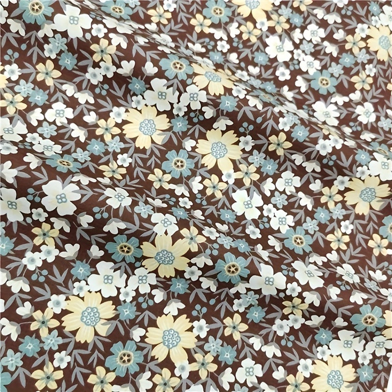 Pure Cotton Twill Fabric Small Floral Chrysanthemum Flare Flower