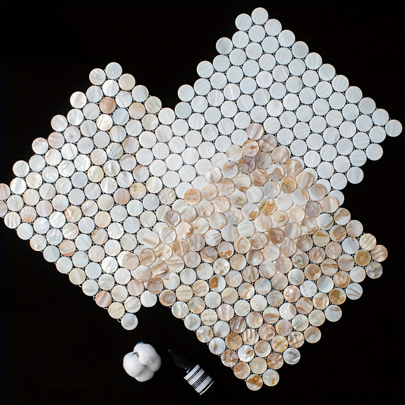 Solid Plastic Bearing Balls Pad Natural Shell Mosaic Round Table Pad