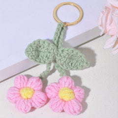 Crochet Flower Keychain Pendant Woolen Daisy Knitting Ornament