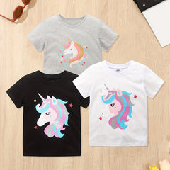 3pcs Pony Print Short Sleeve T shirt Set for Girls