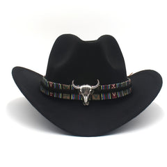 Classic Western Cowboy Hats Bull Decor Ethnic Style Felt Hats