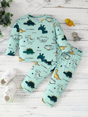 2pcs Baby Boys Dinosaur T-shirt & Pants Set for Spring & Autumn Toddler