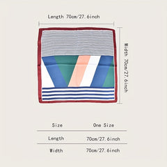 Geometric Stripe Print Bandana Silk Square Scarf Satin Shawl Neckerchief