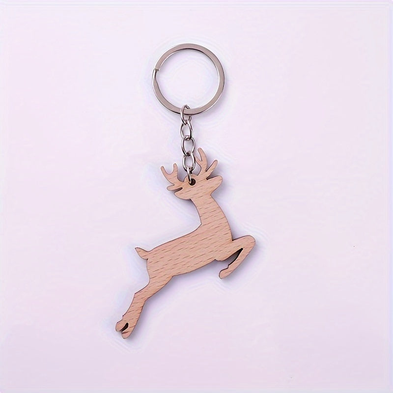 1pc Cartoon Wooden Car Keychain Creative Key Chain Keyring Pendant