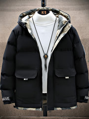 Men's Casual Fleece Hooded Jacket Camo Lining Winter Outwear