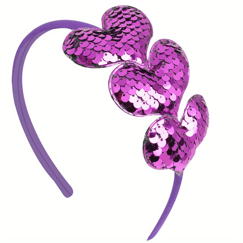 Pink Sequins Heart Headband Glitter Hair Hoop Girls Hair Accessories