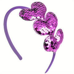Pink Sequins Heart Headband Glitter Hair Hoop Girls Hair Accessories