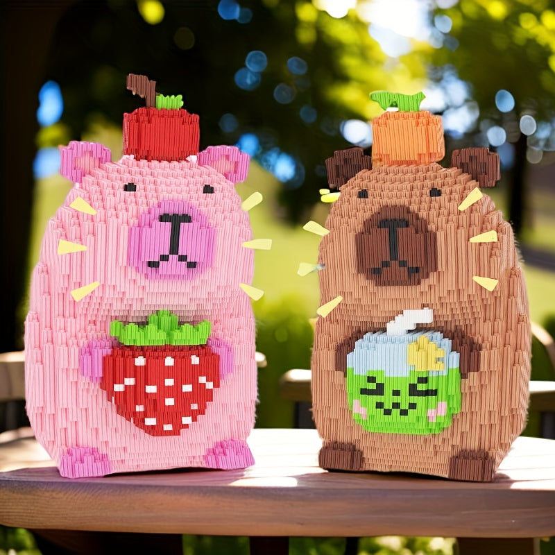 5600pcs Kapibara Building Blocks Set DIY Crafts Animal & Fruit Shapes Teens Adul