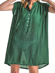 Swimsuit Cover Up Shirt Collar Soft Sun Protection Beach Cover Up Dress