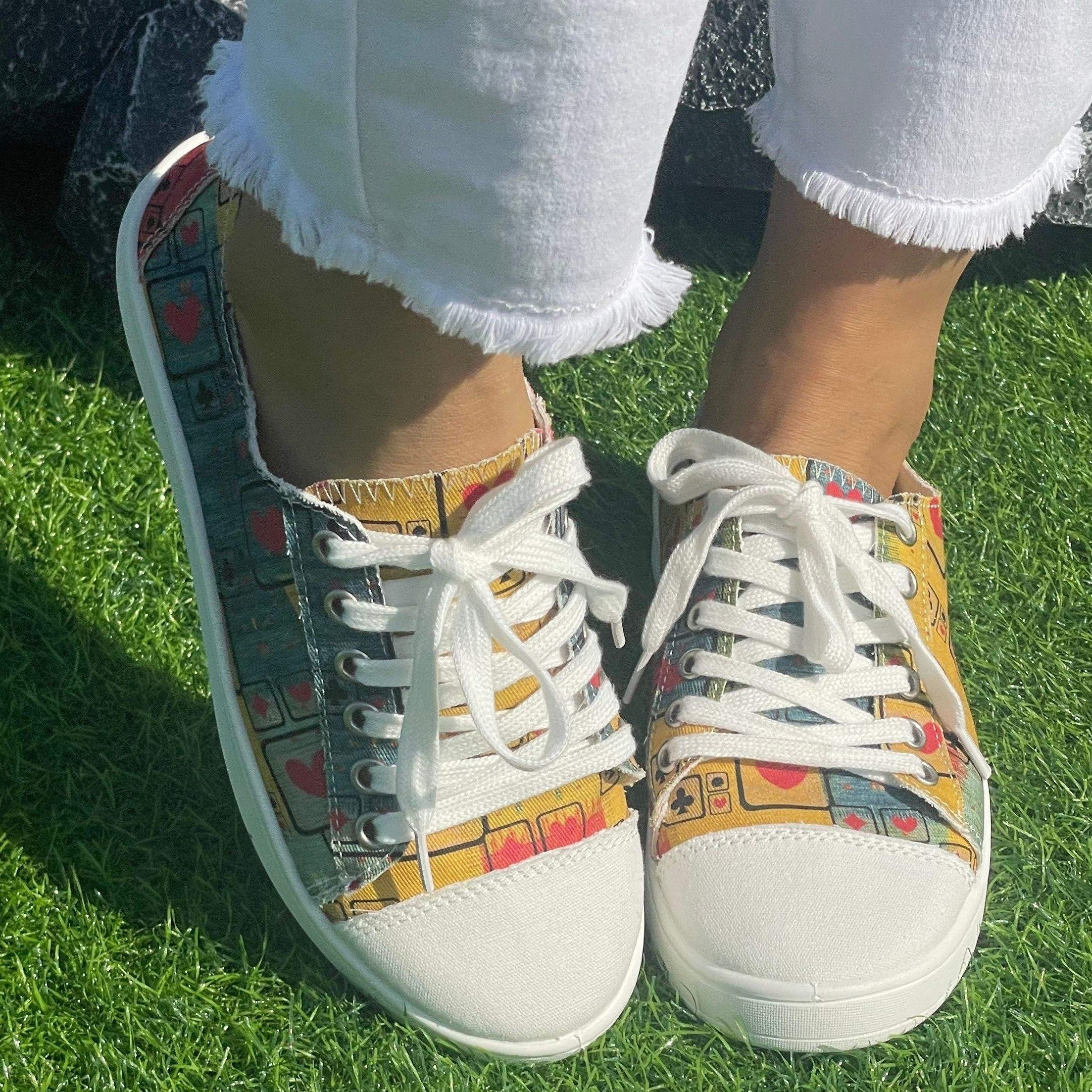 Poker Card Pattern Flat Shoes Women's Casual Lightweight Soft Walking Shoes