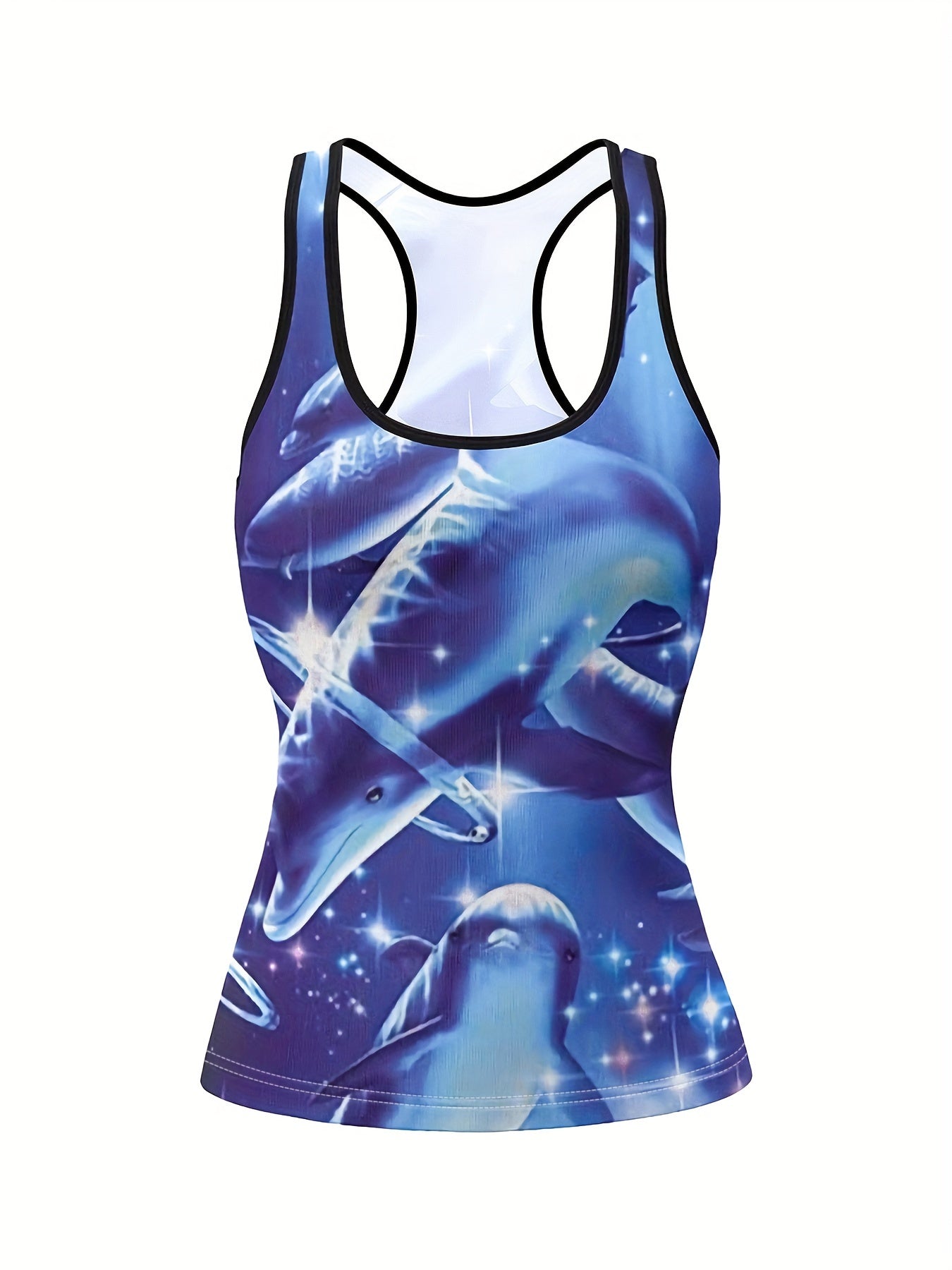 Women's Plus Glitter Dolphin Print Tank Top & Leggings Set