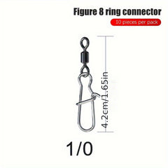 10pcs 8 Shaped Swivel Ring With Pin Fishing Connector
