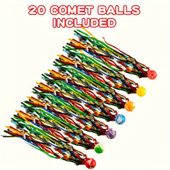 25pcs Bouncy Balls with Colorful Streamers for Party Favors