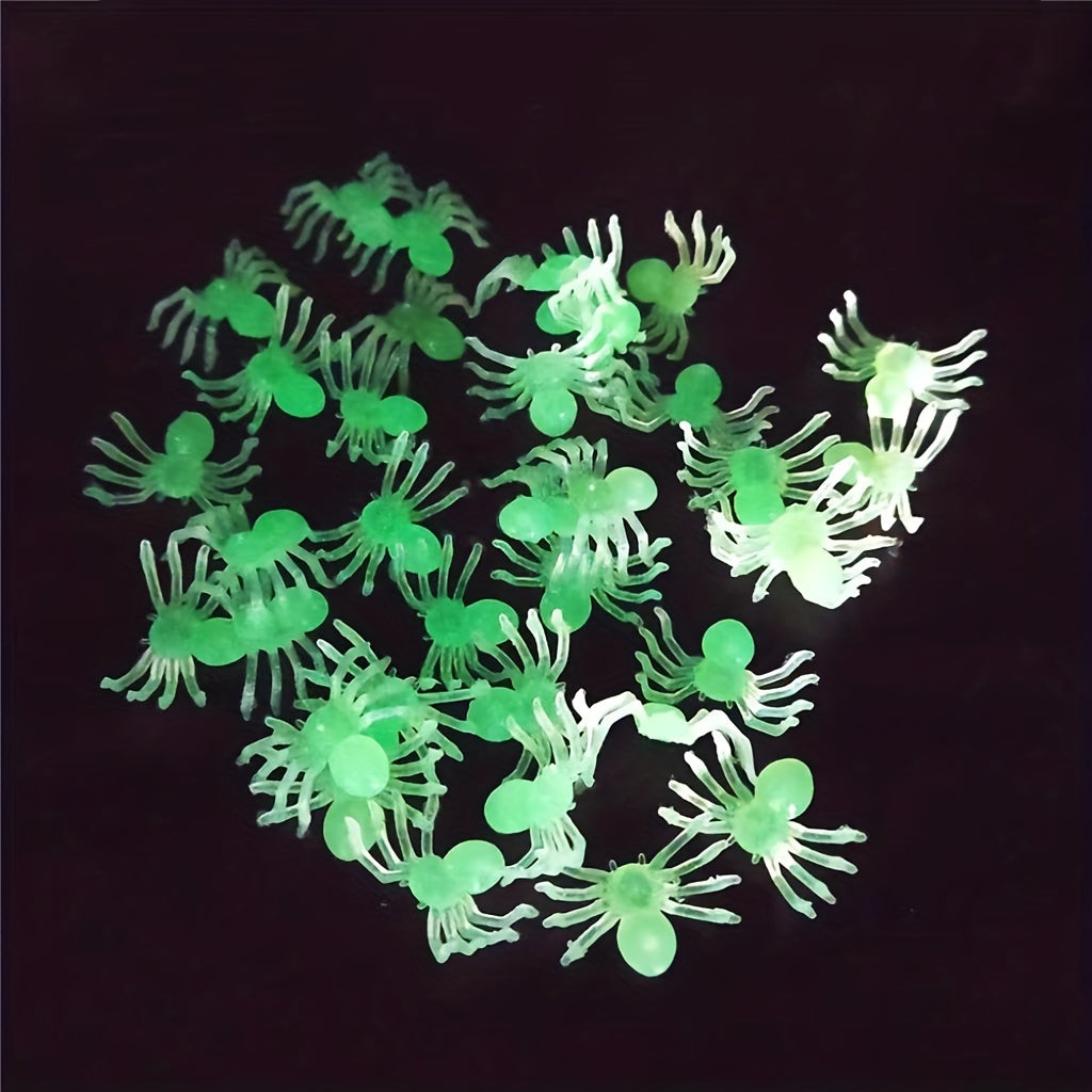 20pcs Halloween Glow Dark Spiders Plastic Toys Props