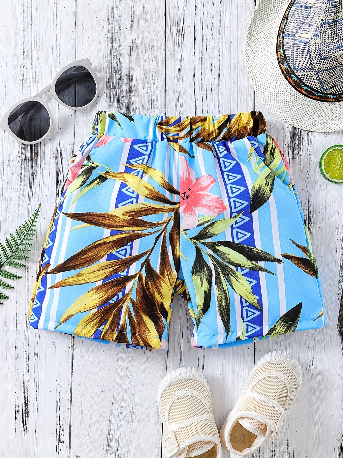 Boys Flower Print Casual Shorts Comfortable Vacation Beach Kids Summer