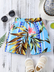Boys Flower Print Casual Shorts Comfortable Vacation Beach Kids Summer