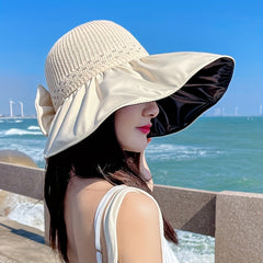 Boho Visor Hat Bowknot Sun Protection Beach Hat