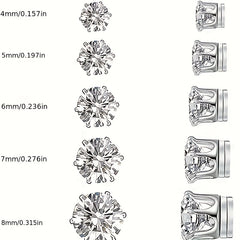 5pairs Round Cubic Magnetic Earrings Girls Silvery Casual Ear Jewelry