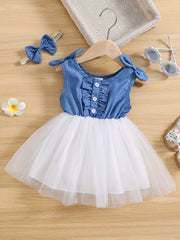 Baby Girls Denim Top Mesh Skirt