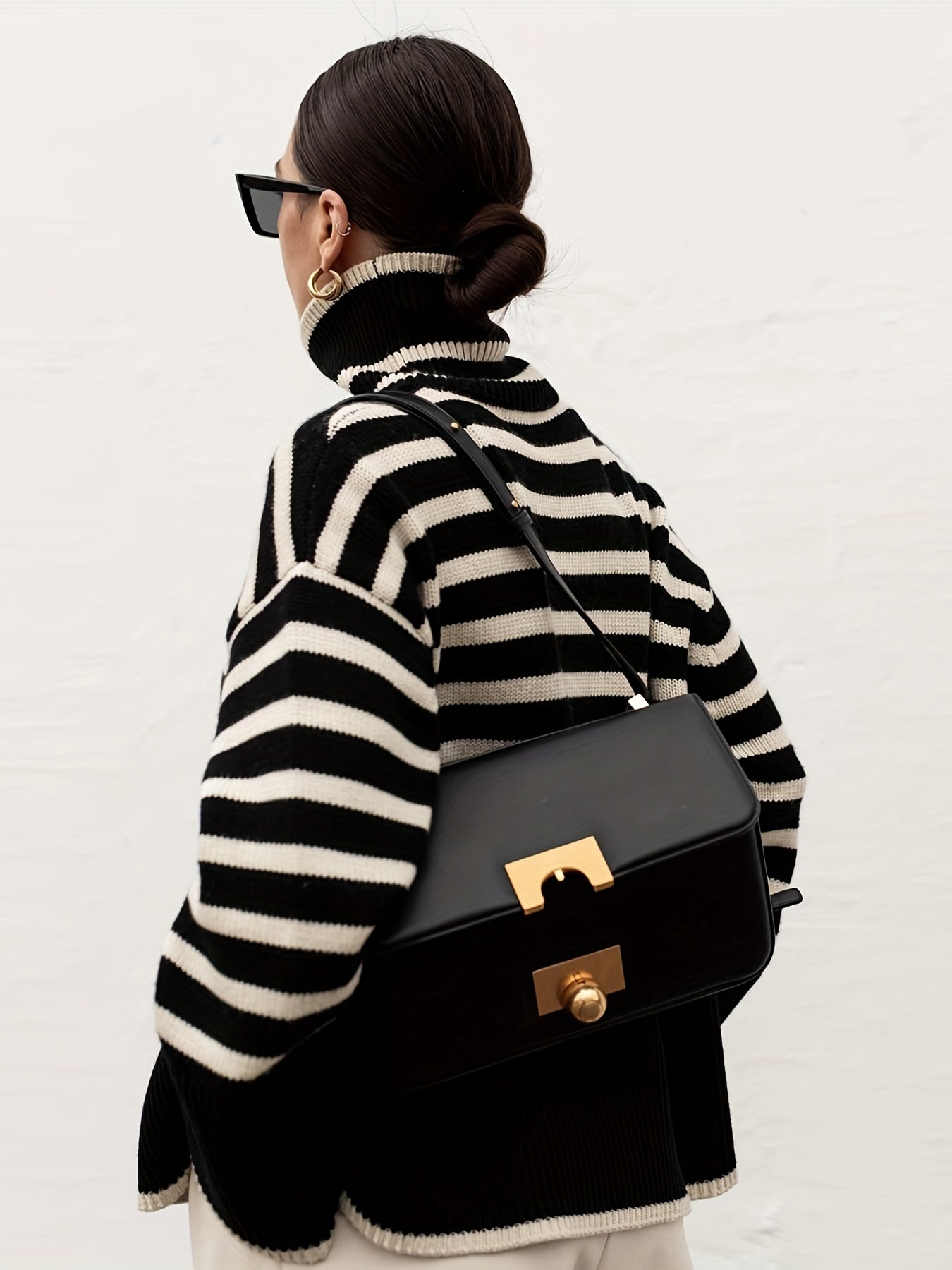 Y2K Striped Turtle Neck Sweater