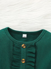 Santa Graphic Ribbed Long Sleeve Dress For Girls