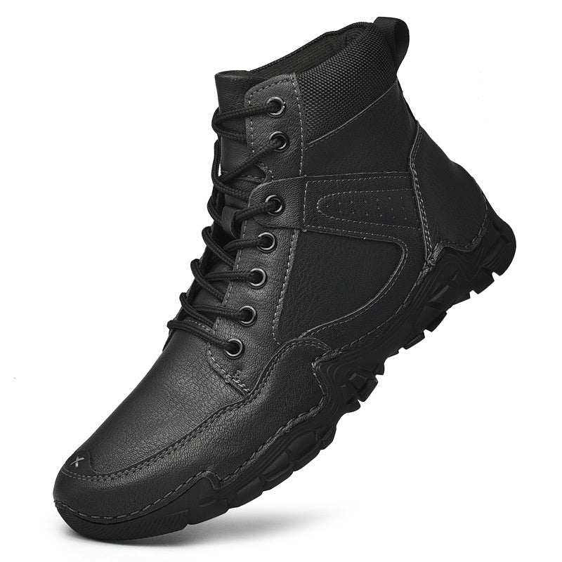 Men's PU Leather Lace up Boots Casual Walking Shoes