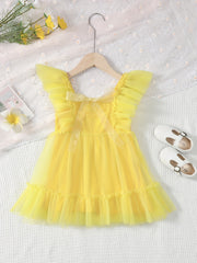 Girl's Flutter Sleeve Princess Dress Ruffle Tulle Birthday Party Evening Prom