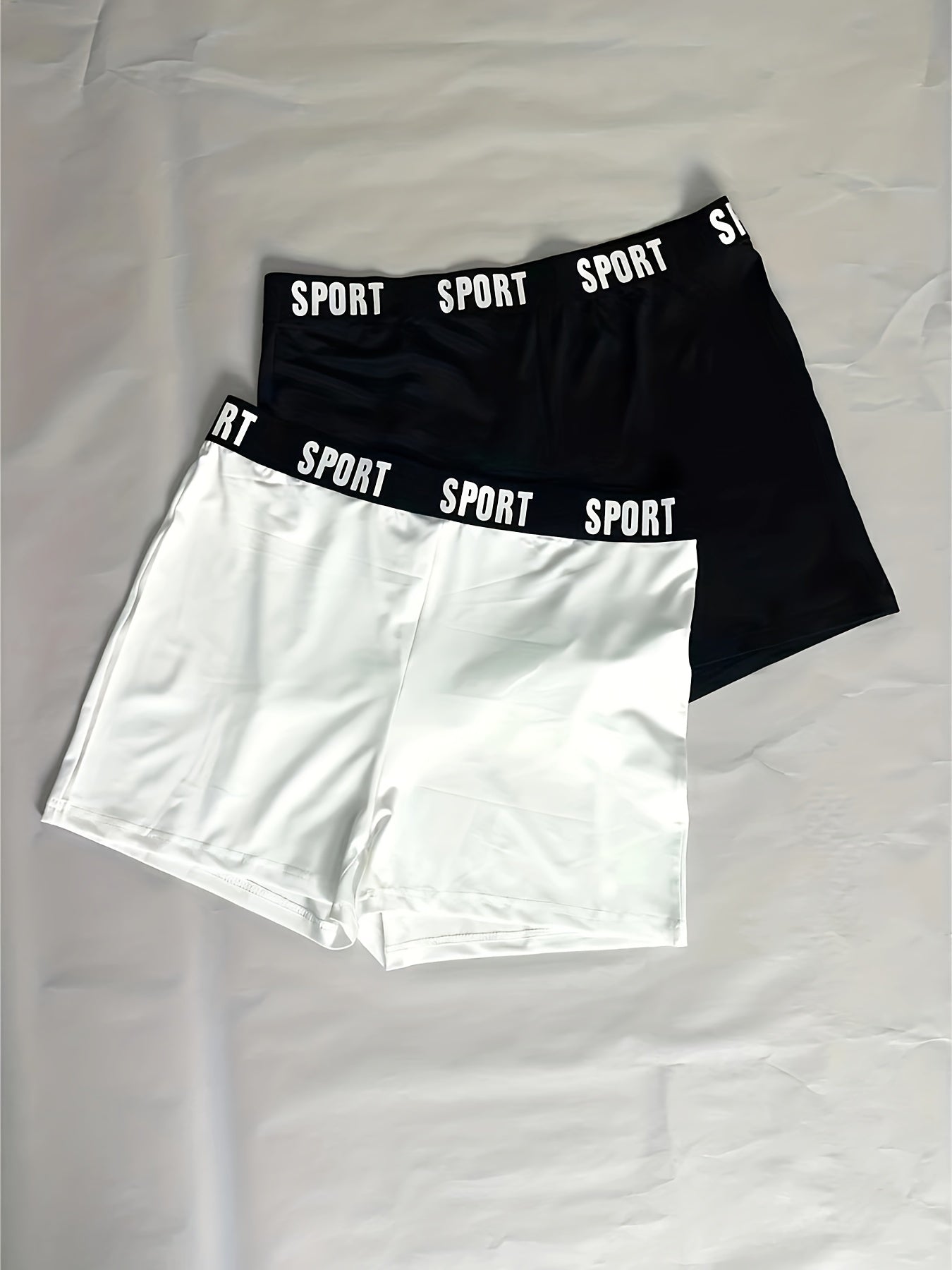 2 Packs Letter Tape Shorts Casual Biker Shorts for Women