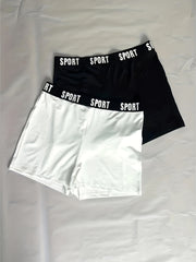 2 Packs Letter Tape Shorts Casual Biker Shorts for Women