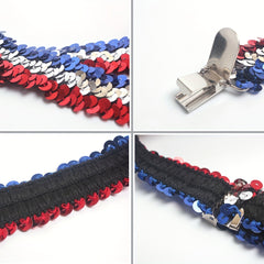 National Flag Sequin Harness with Bow Tie for Carnival Party