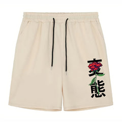 Men's Rose Graphic Pocket Shorts Elastic Waist