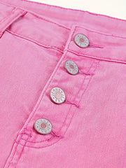 Ripped Flare Leg Jeans High Rise Button Fly Solid Stretch Denim Pants