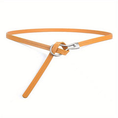 Vintage Oval Buckle Leather Belt Thin Dress Girdle