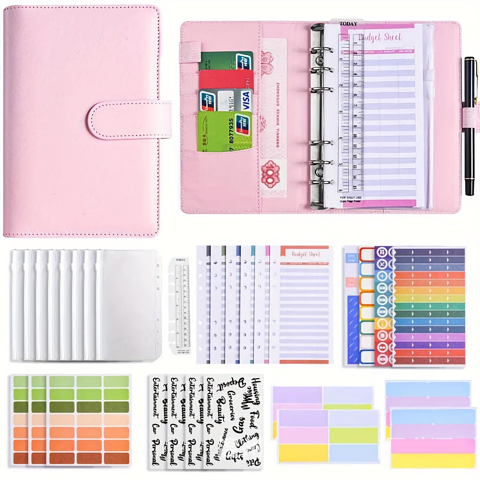 Budget Binder Set with Zipper Envelope A6 Budget Folder