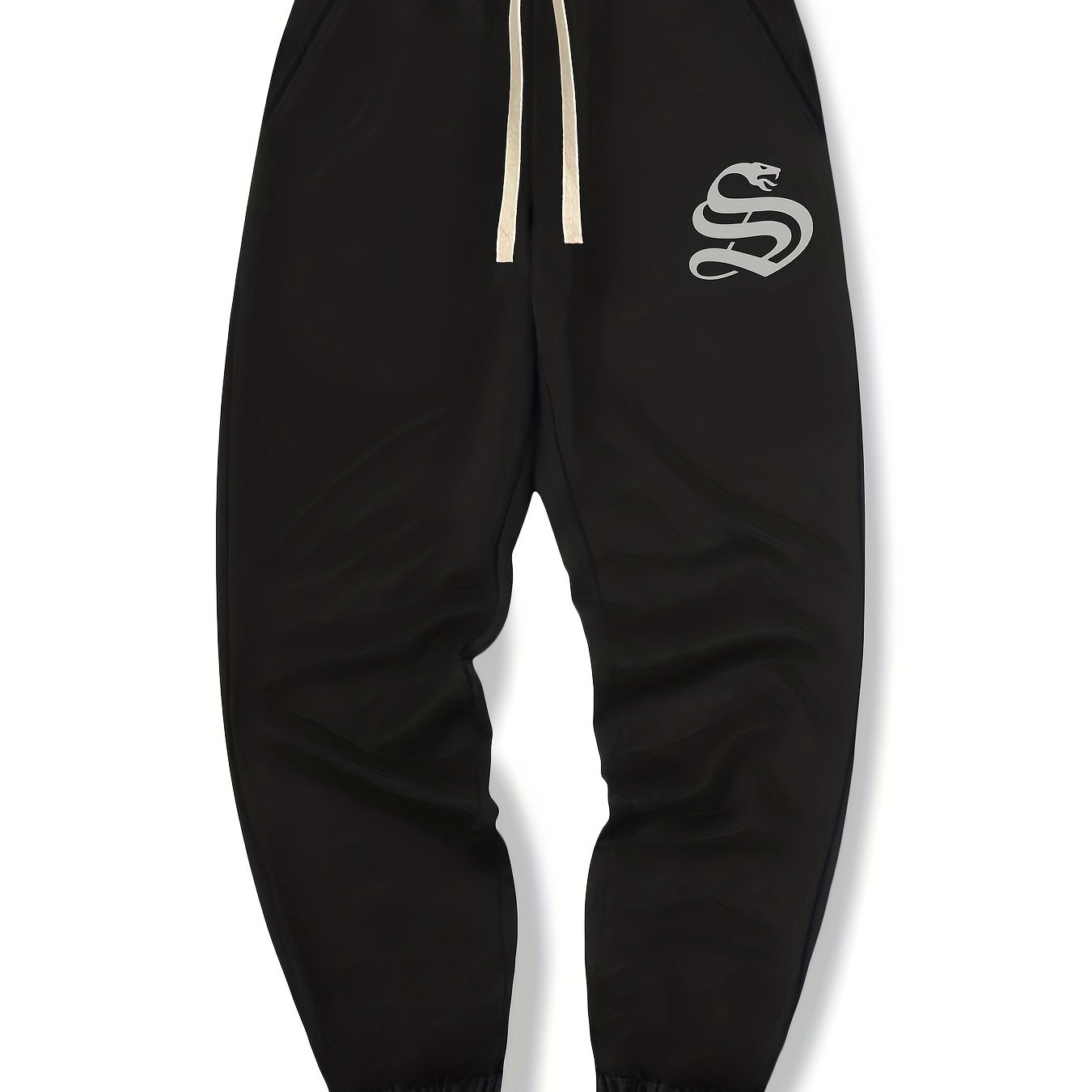 Snake Print Drawstring Sweatpants Loose Fit Pants Men's