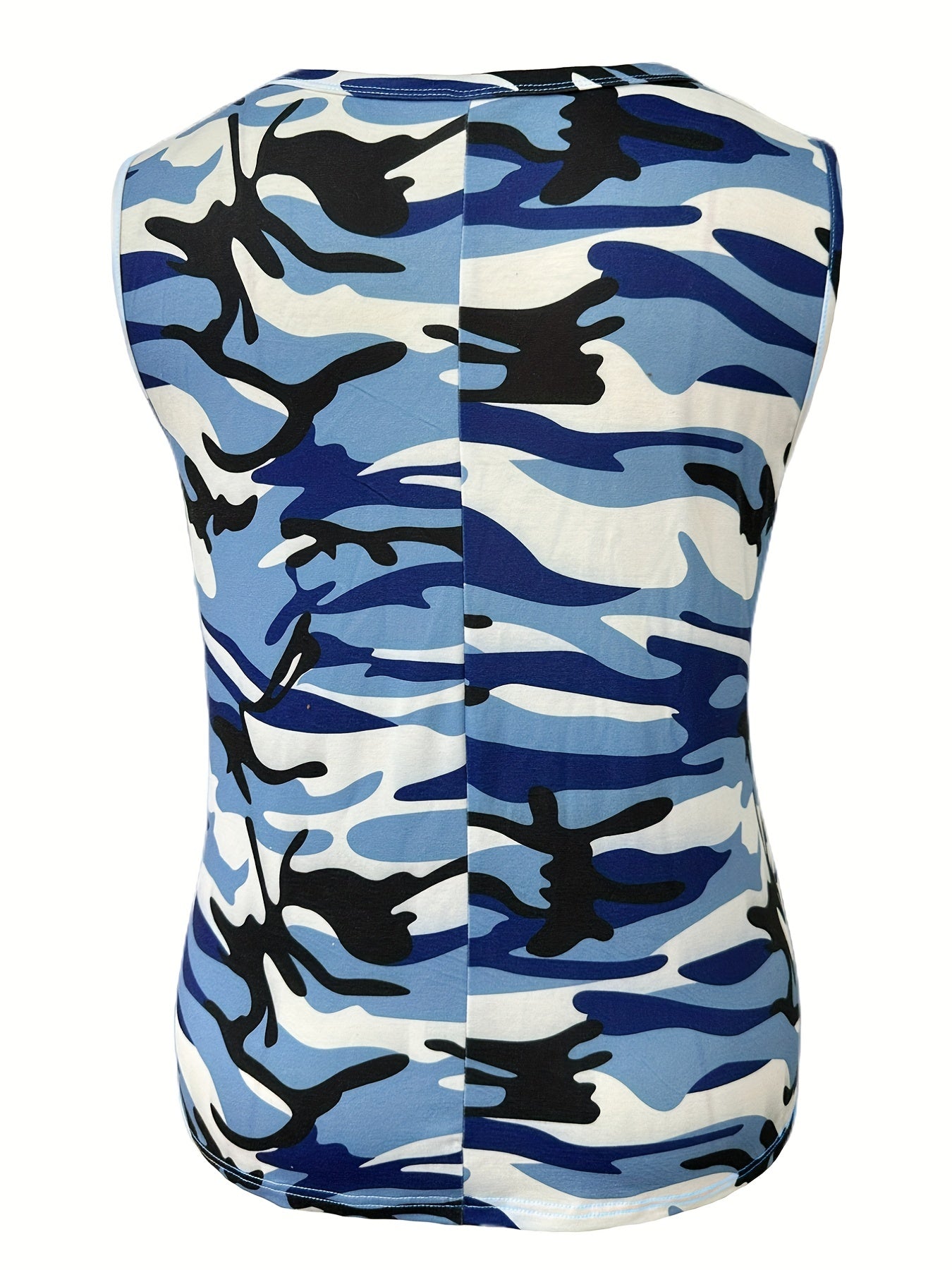 Colorblock Camo Print Cut Out Grommet Lace Up Tank Top