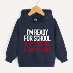 Boys School Letter Print Hooded Sweatshirt