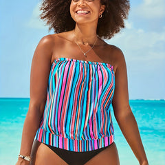 Vacay Tankini Set Women's Plus Striped Sleeveless Swimsuit