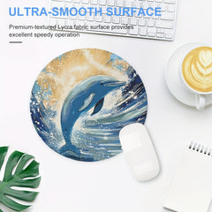 Cute Dolphin Gaming Mouse Pad for Girls - Non-Slip Round Mat