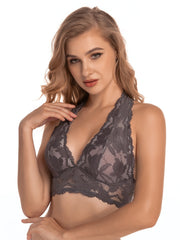 Women's Lace Halterneck Bras Unlined Solid Bras