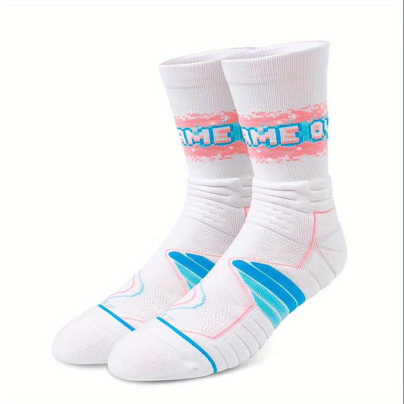 3Pairs Gameover Basketball Socks Men's Thickened Sports Crew Running Hikin