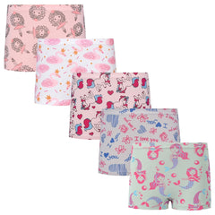 5 Pairs Girls Underwear Cartoon Pattern Boxer Briefs